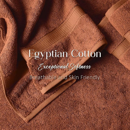 SUPERIOR Egyptian Cotton Ultra Plush & Absorbent, 3 Piece Set, Rust | Quick Dry, Soft Luxury Towel Set, Bath Essentials, Guest Bath, Spa, 1 Bath, 1 Hand, 1 Face Towels, Madeline Towels