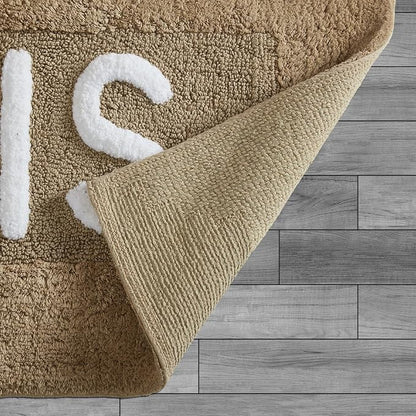 Creative Home Ideas Cotton 2-Piece Bath Rug Set - Soft Cotton Bath Mat - Bathroom Decor - Water Absorbent and Machine Washable - Measures 20"x32" - "His & Hers" - Linen