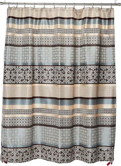 Princeton Geometric Jacquard Fabric Shower Curtain, Transitional Shower Curtains for Bathroom, 72 X 72, Blue
