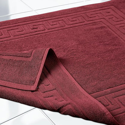 Superior Heavyweight Cotton Bath Mats, 2-Piece Rugs For Bathroom Accessories, Washable Rug For Shower, Toilet, Modern Decor, No Backing, Luxury Hotel And Spa Quality, Set of 2, 22" x 35", Burgundy