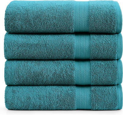 LANE LINEN Bath Sheets 4 Pack Oversized Soft Absorbent - Sea Port | Shower Sheets - Everyday Durability, OEKO-TEX Certified, Ring-Spun Durability, Generously Sized, Oversized & Roomy