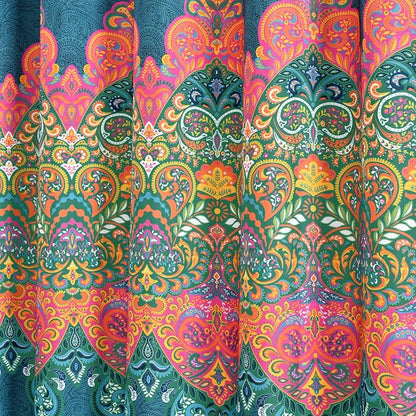 Lush Decor Boho Chic Shower Curtain with Liner and Rings 14 Piece Set 72" W x 72" L Navy - Boho Shower Curtain Set - Colorful Bathroom Curtains