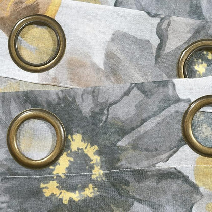 Lush Decor Leah Floral Sheer Window Curtain Panels Pair 52"W x 84"L Yellow & Gray - Floral Curtains for Bedroom - Sheer Curtains for Living Room