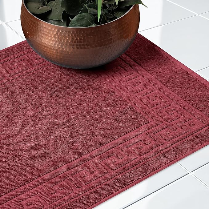 Superior Heavyweight Cotton Bath Mats, 2-Piece Rugs For Bathroom Accessories, Washable Rug For Shower, Toilet, Modern Decor, No Backing, Luxury Hotel And Spa Quality, Set of 2, 22" x 35", Burgundy