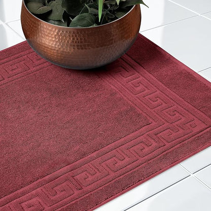 Superior Heavyweight Cotton Bath Mats, 2-Piece Rugs For Bathroom Accessories, Washable Rug For Shower, Toilet, Modern Decor, No Backing, Luxury Hotel And Spa Quality, Set of 2, 22" x 35", Burgundy