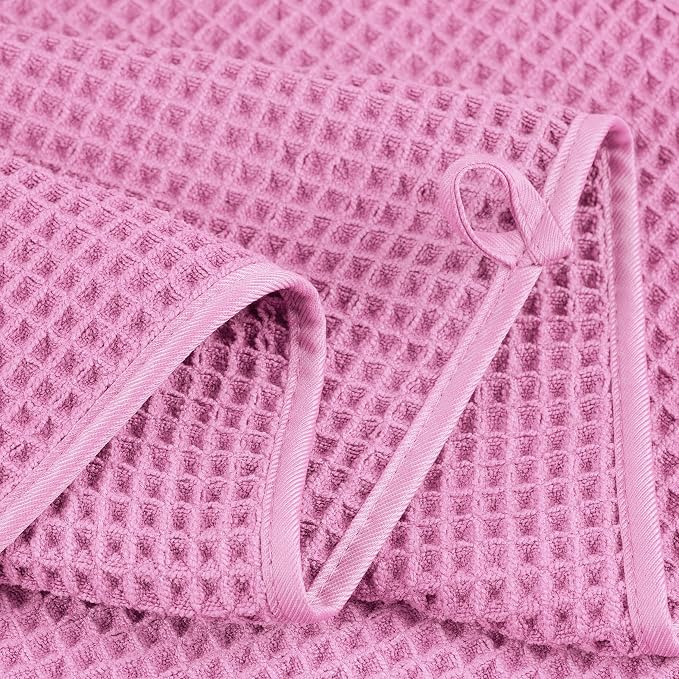 POLYTE 430 GSM Poly Blend Microfiber Quick Dry Waffle Bath Towel, 30x60 in | 4 Pack, Oversize, Lint Free, Body Towel