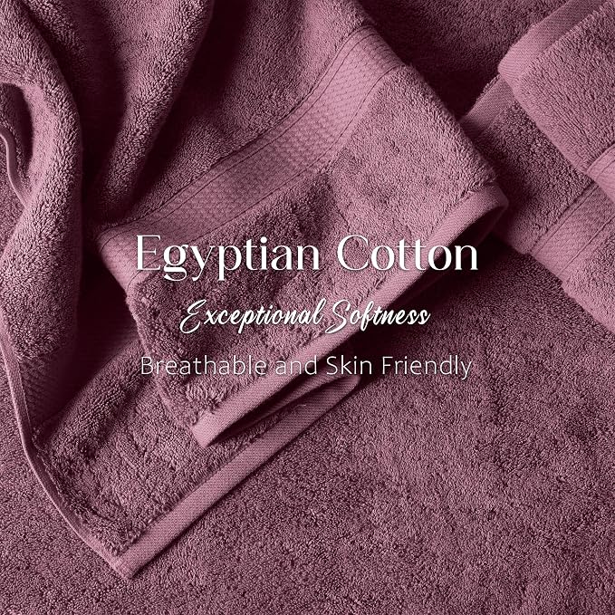 SUPERIOR Egyptian Cotton Ultra Plush & Absorbent, 3 Piece Set, Plum | Quick Dry, Soft Luxury Towel Set, Bath Essentials, Guest Bath, Spa, 1 Bath, 1 Hand, 1 Face Towels, Madeline Towels