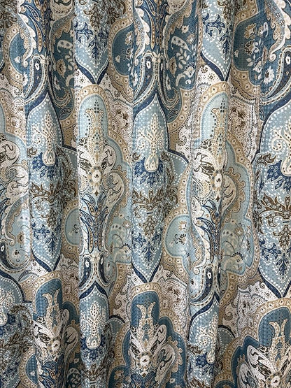 Serafina Home Decorative Blue & Brown Boho Fabric Shower Curtain, Modern Farmhouse for Vintage Rustic Bathroom Decor, Floral Victorian, 72 x 72