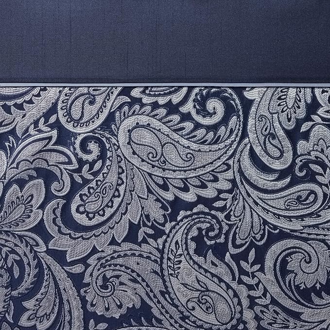 Madison Park Aubrey Shower Curtain for Bathroom, Jacquard, 72 x 72, Navy | Microfiber, Adds Privacy, Machine Washable, Striped Pattern, OEKO-TEX Certified
