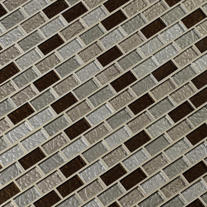 MSI Ayres Blend Glass Mosaic Tile, Modern Rectangular Subway Pattern, Brown, 12 in. x 12 in., 10 sq. ft, 10 Pieces per case