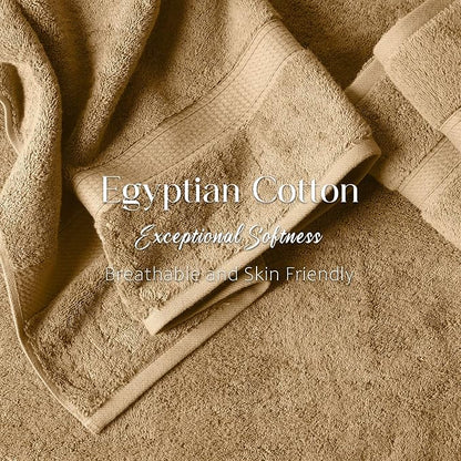 SUPERIOR Egyptian Cotton Ultra Plush & Absorbent, 3 Piece Set, Toast | Quick Dry, Soft Luxury Towel Set, Bath Essentials, Guest Bath, Spa, 1 Bath, 1 Hand, 1 Face Towels, Madeline Towels