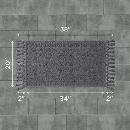French Connection Nellore Bath Rugs, Woven and Beaded Bath Mats, Durable and Thick Bath Mats for Bathroom and Shower Rugs, 20" x 38", Dark Gray Charcoal
