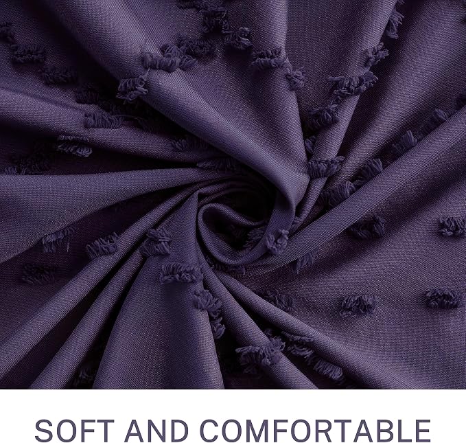 Siiluminisoy 78inch Long Dark Purple Shower Curtain Boho Shower Curtain Woven Fabric Tufted Chevron Textured Striped Modern Farmhouse Minimalist Cloth Shower Curtains for Bathroom, 72" x 78"