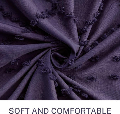 Siiluminisoy 78inch Long Dark Purple Shower Curtain Boho Shower Curtain Woven Fabric Tufted Chevron Textured Striped Modern Farmhouse Minimalist Cloth Shower Curtains for Bathroom, 72" x 78"