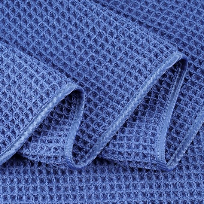 POLYTE 430 GSM Poly Blend Microfiber Quick Dry Waffle Bath Towel, 30x60 in | 4 Pack, Oversize, Lint Free, Body Towel