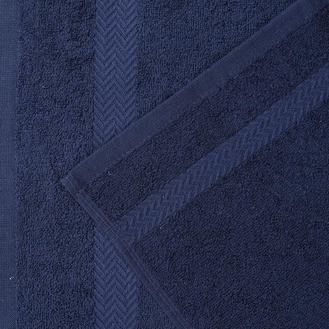 SUPERIOR 18-Piece Cotton Assorted Towel Set, Includes 8 Face Towel, 6 Hand, and 4 Bath Towels, Home, Bathroom, Guest Bath Essentials, Quick Dry, Absorbent, Franklin Collection - Navy Blue