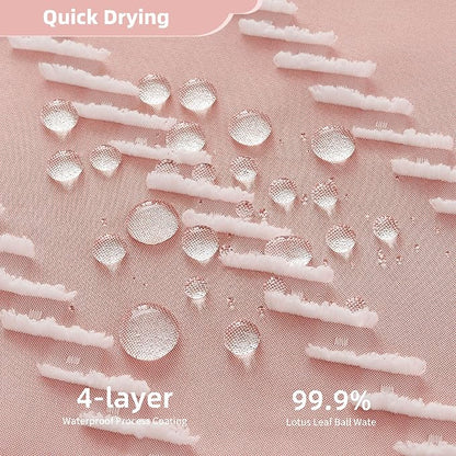Extra Long Pink Boho Shower Curtain with White Tassel, Woven Fabric 84 in Shower Curtain, Tufted Chevron Striped, 72 x 84, Modern Chic Textured Minimalist Cute Shower Curtain for Bathroom