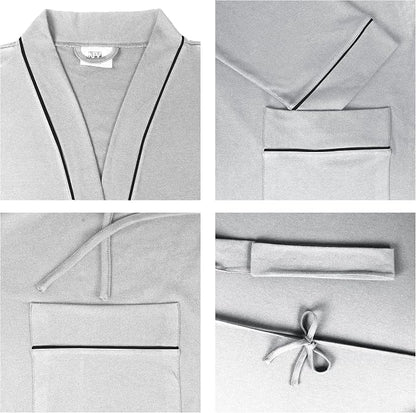 Cotton Blend Lightweight Knit Robe for Men Soft Loungewear Bathrobe