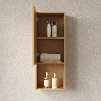 KEIKI Bathroom Wall Cabinet with Soft-Close Doors & Open Shelf, Golden Oak | Premium Wood Medicine Cabinet, Narrow Storage Cabinet for Bathroom Kitchen Laundry Room