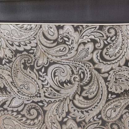 Madison Park - MP70-845 Aubrey Shower Curtain Paisley Jacquard Pieced Microfiber Faux Silk Modern Home Bathroom Decorations Bathtub Privacy Screen, 72" x 72", Black | Microfiber, Adds Privacy, Machine Washable, Striped Pattern, OEKO-TEX Certified