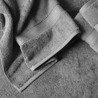 SUPERIOR Egyptian Cotton Ultra Plush & Absorbent, 12 Piece Set, Charcoal | Heavyweight 12 Pc Egyptian Cotton Towel Set Includes 4 Bath Towels 4 Hand Towels 4 Washcloths Decorative Rope Border