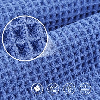POLYTE 430 GSM Poly Blend Microfiber Quick Dry Waffle Bath Towel, 30x60 in | 4 Pack, Oversize, Lint Free, Body Towel