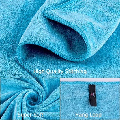 JML Microfiber Bath Towels Set, 27" x 55", 6 Pack, Sky Blue | Hanging Loop, Absorbent, Soft, Fast Drying, Lint free, Fade Resistant, Multipurpose for Adult, Beach, Pool, Sport, Yoga