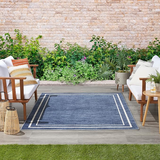 Nourison Home Nourison Essentials Navy/Ivory 6' x 9' Area Rug - Easy Clean, Non Shedding, Bed Room, Living Room, Dining Room, Kitchen (6' x 9')