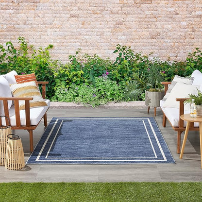 Nourison Home Nourison Essentials Navy/Ivory 4' x 6' Area Rug - Easy Clean, Non Shedding, Bed Room, Living Room, Dining Room, Kitchen (4' x 6')