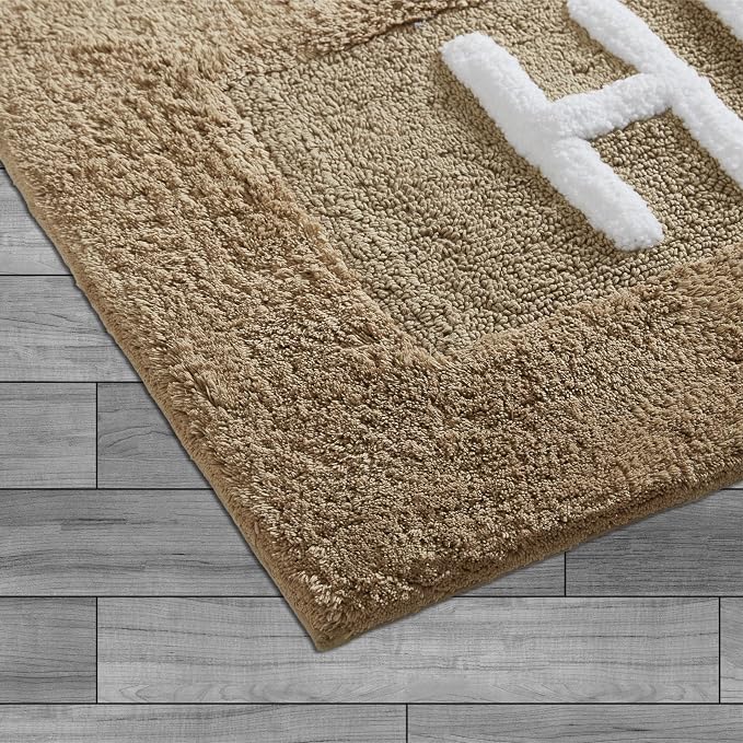 Cotton Bath Rug - Soft Cotton Bath Mat - Bathroom Decor - Water Absorbent and Machine Washable - Measures 21"x34" - His- Linen