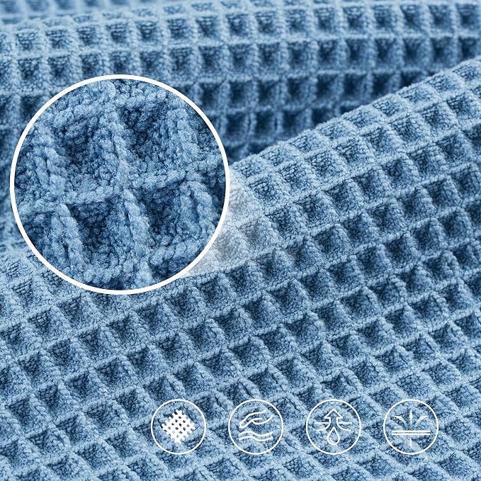 POLYTE 430 GSM Poly Blend Microfiber Quick Dry Waffle Bath Towel, 30x60 in | 4 Pack, Oversize, Lint Free, Body Towel