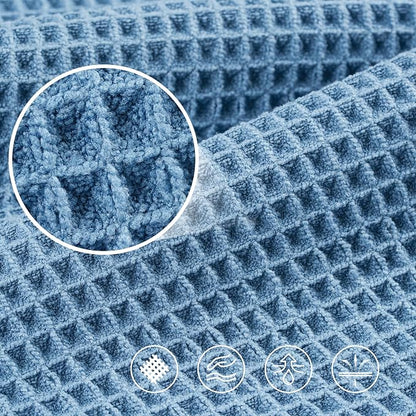 POLYTE 430 GSM Poly Blend Microfiber Quick Dry Waffle Bath Towel, 30x60 in | 4 Pack, Oversize, Lint Free, Body Towel
