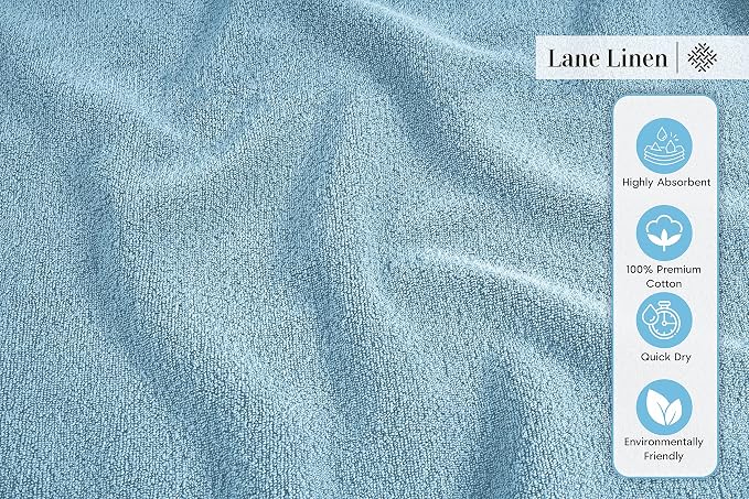 LANE LINEN Bath Towel Set Soft Absorbent Quick Dry 100% Cotton - Blue | Cotton Bath Towel Set - Long-Lasting Comfort, Hotel-Style Look, Gets Softer With Every Wash, Machine Washable, Densely Woven