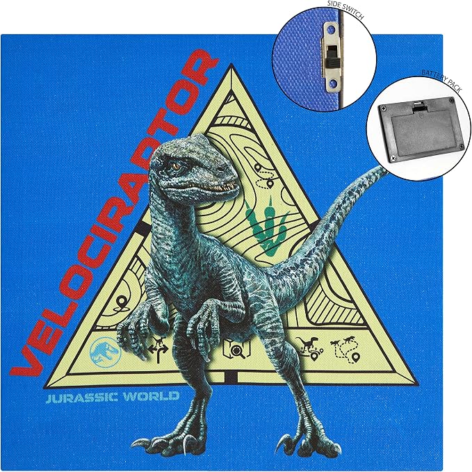 Idea Nuova Universal Jurassic World Canvas 4 Pack LED Wall Art Set,Childrens Wall Hanging Décor,Each Piece 11"x11"