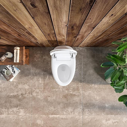 Smart Toilet with Basic Intelligent Function, Elongated Tankless Smart Toilet with Heated Seat, Auto Flush, Foot Kicking Flush, Night Light