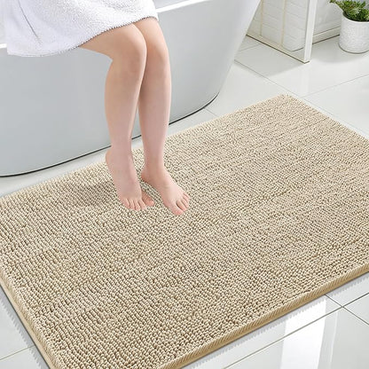 OLANLY Large Bathroom Rugs 44x32, Extra Soft Absorbent Chenille Bath Rugs | Beige, Quick-Drying Rubber Backing, Machine Washable Bath Mat for Bathroom Floor, Tub and Shower, Home Decor Accessories
