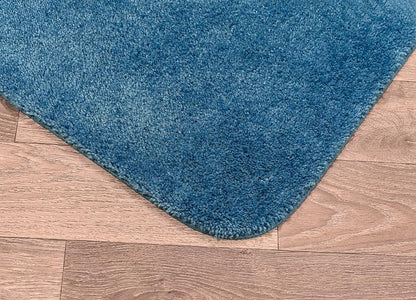 Garland Rug Traditional Nylon Washable Basin Blue 4 Piece Set - Lid, Contour, 2 Bath Rugs - Soft, Absorbent, and Stylish for Your Bathroom