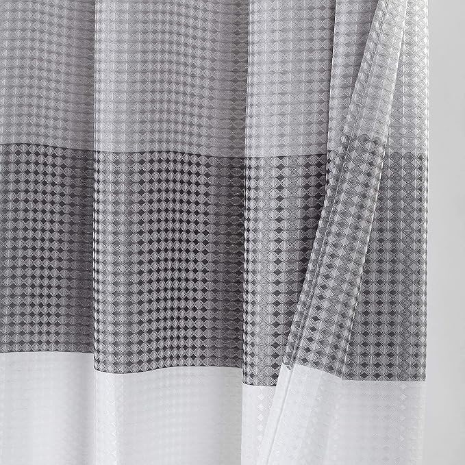 Dainty Home Waffle Weave Waterproof Shower Curtains, Grey 70" x 72", Bath Curtains, Shower Curtain Waterproof Fabric with 12 Roller Ball Hooks