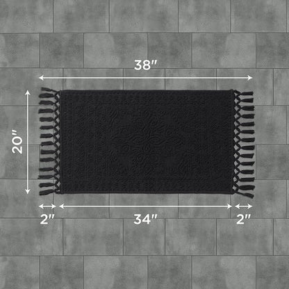 French Connection Nellore Bath Rugs, Woven and Beaded Bath Mats, Durable and Thick Bath Mats for Bathroom and Shower Rugs, 20" x 38", Black