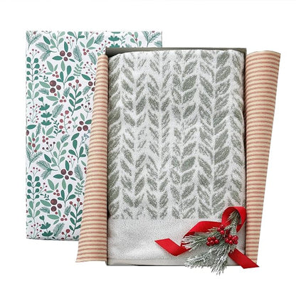 SKL Home Distressed Leaves Bath Towel, 100% Turkish Cotton, Sage | 600 GSM weight. Spa-level quality. Soft, & absorbent, reversible jacquard.