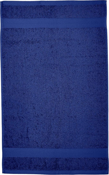 Amazon Basics 100% Cotton Fade-Resistant Hand Towels for Bathroom, Soft Absorbent, 26" x 16", Navy Blue, 6-Pack