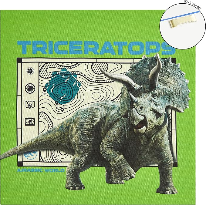 Idea Nuova Universal Jurassic World Canvas 4 Pack LED Wall Art Set,Childrens Wall Hanging Décor,Each Piece 11"x11"
