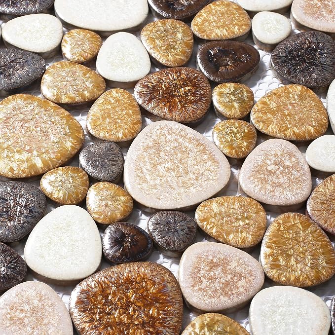Yellowstone Matte Pebbles Mosaic Tile for Shower Floor Bathroom Floor Tiles Non Slip [5 Sheets]