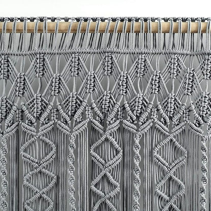 Lush Decor Boho Macrame Textured Cotton Valance, 40" W x 30" L, Gray - Boho Kitchen Curtains & Wall Decor - Macrame Valance - Bathroom Window Curtains