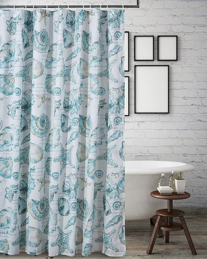 Greenland Home Fashions Fabric Sensations Shower Curtain, Stylish Bathroom Decor, Machine Washable, 72 inches x 72 inches, Cruz Coastal White