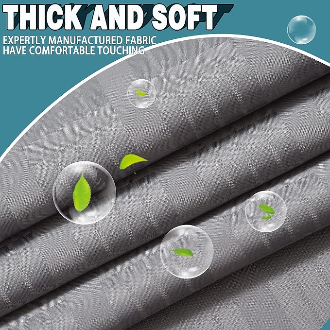Conbo Mio Extra Long No Hook Shower Curtain with Snap in Liner Set, Hotel Luxury Grey Shower Curtains for Bathroom with See Through Top Window, Waterproof, Washable 71W x 84H