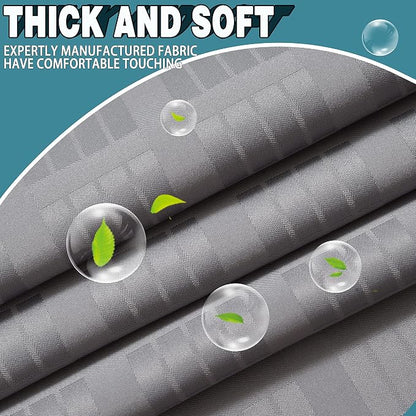 Conbo Mio Extra Long No Hook Shower Curtain with Snap in Liner Set, Hotel Luxury Grey Shower Curtains for Bathroom with See Through Top Window, Waterproof, Washable 71W x 84H