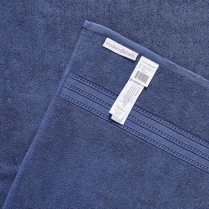 Modern Threads 6-Piece 100% Cotton Damask Medallion Towel Set, Navy | Highly Absorbent, Soft & Plush, Quick-Drying, 550 GSM, Color-Rich Yarn-Dyed Design, OEKO-TEX Certified