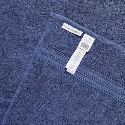 Modern Threads 6-Piece 100% Cotton Damask Medallion Towel Set, Navy | Highly Absorbent, Soft & Plush, Quick-Drying, 550 GSM, Color-Rich Yarn-Dyed Design, OEKO-TEX Certified