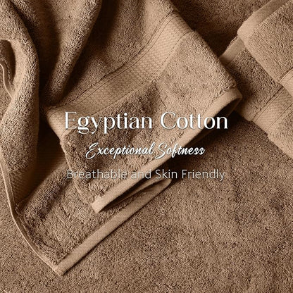 SUPERIOR Egyptian Cotton Plush & Absorbent, Bath Towel Set of 2, Latte | Quick Dry, Soft Luxury Towel Set, Bath Essentials for Bathroom, Guest Bath, Spa, 2 Piece Bath, Madeline Towels